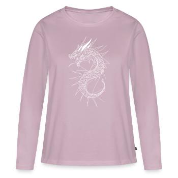 Dragon d’Asie - T-shirt manches longues Premium bio Femme - rose poudré - Devant - Julia (174cm)