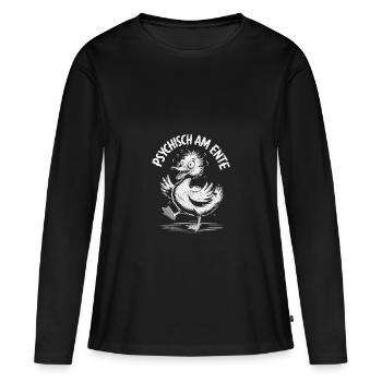 Psychisch Am Ente - Frauen Premium Bio Langarmshirt - Schwarz - Vorne - Julia (174cm)