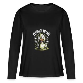 Psychisch Am Ente - Frauen Premium Bio Langarmshirt - Schwarz - Vorne - Julia (174cm)