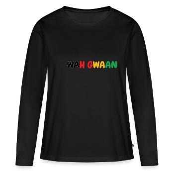Wah Gwaan Slang Design Jamaica Jamaican Parade - T-shirt manches longues Premium bio Femme - noir - Devant - Julia (174cm)
