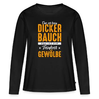 Dicker Bauch, Feinkostgewölbe, Feinschmecker, Fun - Frauen Premium Bio Langarmshirt - Schwarz - Vorne - Julia (174cm)