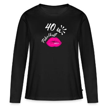 40 & Fabelhaft - Frauen Premium Bio Langarmshirt - Schwarz - Vorne - Julia (174cm)