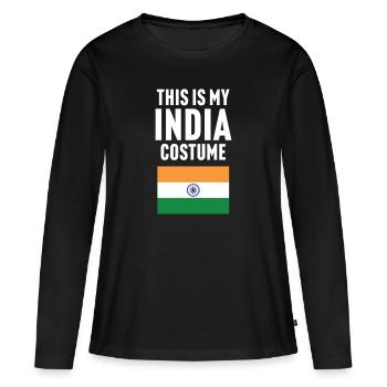 C’est mon costume d’Inde - T-shirt manches longues Premium bio Femme - noir - Devant - Julia (174cm)