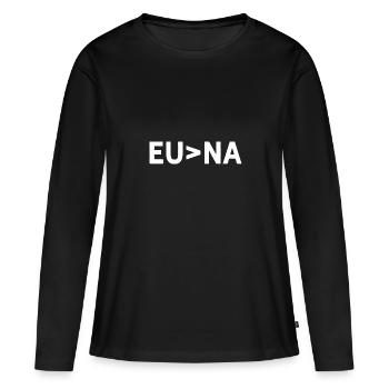 EU>NA lustiges League Gaming Meme - Frauen Premium Bio Langarmshirt - Schwarz - Vorne - Julia (174cm)