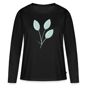 Feuilles Feuilles Branche Branche - T-shirt manches longues Premium bio Femme - noir - Devant - Julia (174cm)
