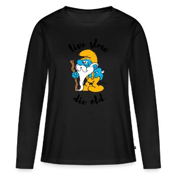 Les Schtroumpfs Le Vieux Vieux Schtroumpf - T-shirt manches longues Premium bio Femme - noir - Devant - Julia (174cm)