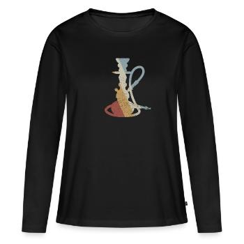 Pipe à eau Retro Style Vintage - T-shirt manches longues Premium bio Femme - noir - Devant - Julia (174cm)