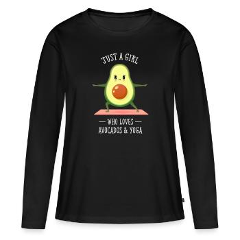 Just A Girl Who Loves Avocados & Yoga - Ekologisk långärmad premium-T-shirt dam - svart - Fram - Julia (174cm)