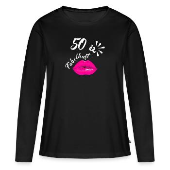 50 & Fabelhaft - Frauen Premium Bio Langarmshirt - Schwarz - Vorne - Julia (174cm)