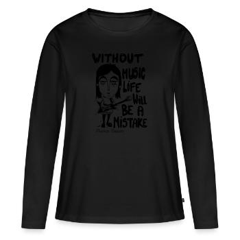 sans la vie musicale sera une erreur - T-shirt manches longues Premium bio Femme - noir - Devant - Julia (174cm)