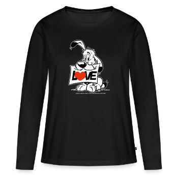 Astérix & Obélix personnage d'Idéfix - T-shirt manches longues Premium bio Femme - noir - Devant - Julia (174cm)