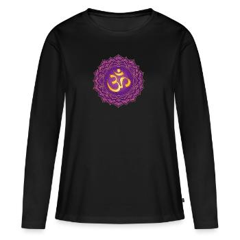OM - T-shirt manches longues Premium bio Femme - noir - Devant - Julia (174cm)