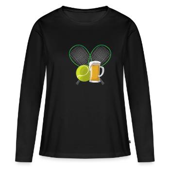 Bière Stein Tennis Alcool Idée Cadeau Jeu De Tennis - T-shirt manches longues Premium bio Femme - noir - Devant - Julia (174cm)