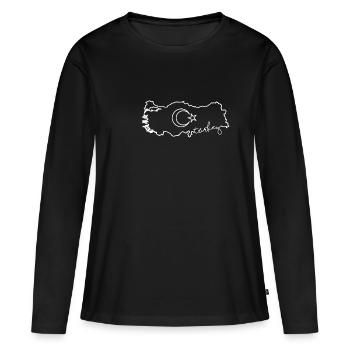Turkey map outline flag cool gift idea - Women's Premium Organic Long Sleeve Shirt - black - Front - Julia (174cm)
