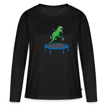 Jumping T Rex - T-shirt manches longues Premium bio Femme - noir - Devant - Julia (174cm)