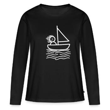 Segelschiff süße Geschenkidee Segler Wassersport - Frauen Premium Bio Langarmshirt - Schwarz - Vorne - Julia (174cm)