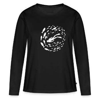 École de plongée du poisson snorkeler idée cadeau mer - T-shirt manches longues Premium bio Femme - noir - Devant - Julia (174cm)