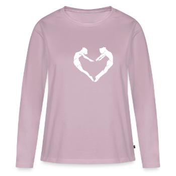 Danse coeur cool idée de cadeau professeur de danse couple - T-shirt manches longues Premium bio Femme - rose poudré - Devant - Julia (174cm)