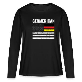 Germerican Deutschland Amerika Geschenkidee Flagge - Frauen Premium Bio Langarmshirt - Schwarz - Vorne - Julia (174cm)