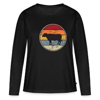 Kühe Geschenkidee Rinder Landwirt Bauer Rindvieh - Frauen Premium Bio Langarmshirt - Schwarz - Vorne - Julia (174cm)