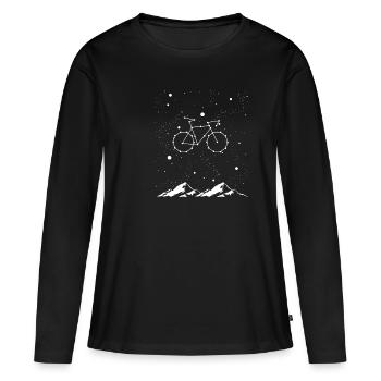 Fahrrad Mountainbike Radsport Geschenkidee Sterne - Frauen Premium Bio Langarmshirt - Schwarz - Vorne - Julia (174cm)