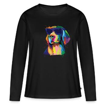Labrador in bright colors with sunglasses dog - Women's Premium Organic Long Sleeve Shirt - black - Front - Julia (174cm)