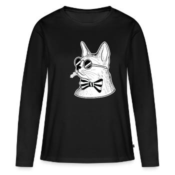 Cat with bow tie suit and sunglasses - Women's Premium Organic Long Sleeve Shirt - black - Front - Julia (174cm)