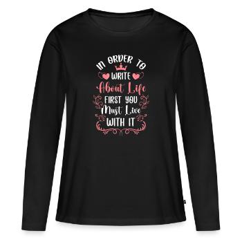 Temps moderne - T-shirt manches longues Premium bio Femme - noir - Devant - Julia (174cm)