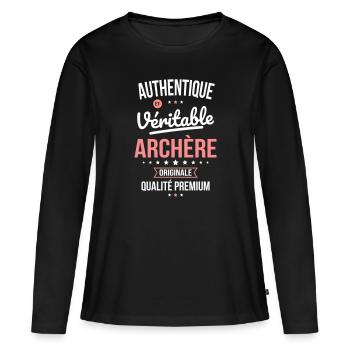 Authentique et véritable archère - Originale - T-shirt manches longues Premium bio Femme - noir - Devant - Julia (174cm)