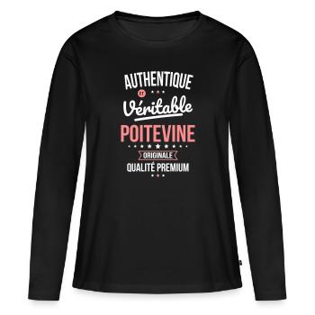 Authentique et véritable Poitevine - Originale - T-shirt manches longues Premium bio Femme - noir - Devant - Julia (174cm)