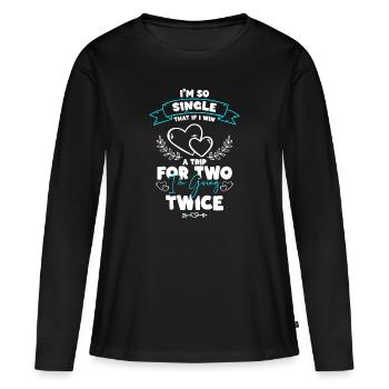 Célibataire Célibataire Célibataire - T-shirt manches longues Premium bio Femme - noir - Devant - Julia (174cm)