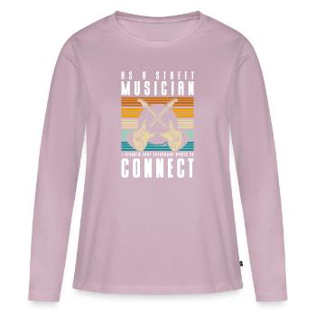 Musique Mode de vie créatif - T-shirt manches longues Premium bio Femme - rose poudré - Devant - Julia (174cm)