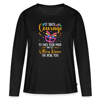 Déguisement costume party Mardi Gras - T-shirt manches longues Premium bio Femme - noir - Devant - Julia (174cm)