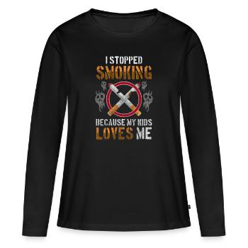 À la recherche du gagnant Discipline Ne pas fumer - T-shirt manches longues Premium bio Femme - noir - Devant - Julia (174cm)