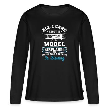 Maquette d’avion Pilote d’avion Maquette - T-shirt manches longues Premium bio Femme - noir - Devant - Julia (174cm)