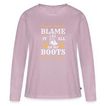 Lasso équestre Rodeo Freedom - T-shirt manches longues Premium bio Femme - rose poudré - Devant - Julia (174cm)