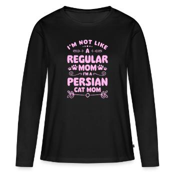 Perser Katze Katzenfreund - Frauen Premium Bio Langarmshirt - Schwarz - Vorne - Julia (174cm)