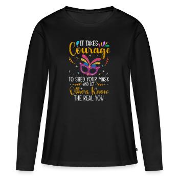 Maskenball Schutz - Frauen Premium Bio Langarmshirt - Schwarz - Vorne - Julia (174cm)