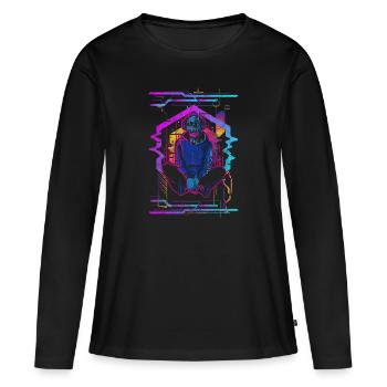 Zukunft Android Neon Gaming - Frauen Premium Bio Langarmshirt - Schwarz - Vorne - Julia (174cm)