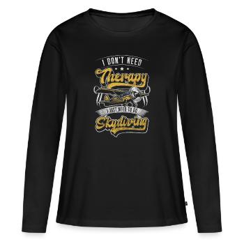 Parachutisme chute libre avion vol - T-shirt manches longues Premium bio Femme - noir - Devant - Julia (174cm)