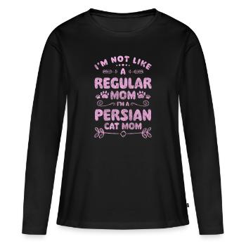 Perser Haustier Pfote - Frauen Premium Bio Langarmshirt - Schwarz - Vorne - Julia (174cm)