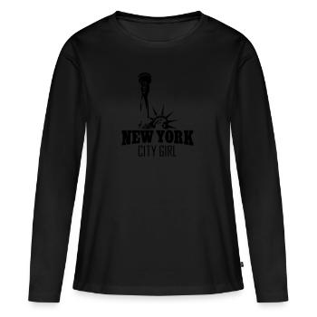 NEW YORK CITY GIRL - T-shirt manches longues Premium bio Femme - noir - Devant - Julia (174cm)