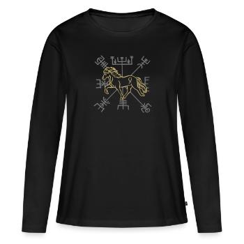 tölter vegvisir - Frauen Premium Bio Langarmshirt - Schwarz - Vorne - Julia (174cm)