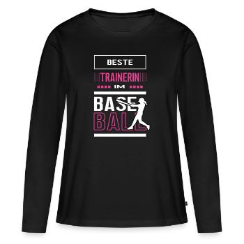 Beste Baseball Trainerin Baseballtrainerin Spiel - Frauen Premium Bio Langarmshirt - Schwarz - Vorne - Julia (174cm)