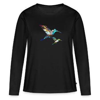 colibri, graffiti, peinture, oiseau, peinture, - T-shirt manches longues Premium bio Femme - noir - Devant - Julia (174cm)