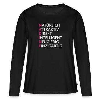 Nadine Name Geschenk - Frauen Premium Bio Langarmshirt - Schwarz - Vorne - Julia (174cm)