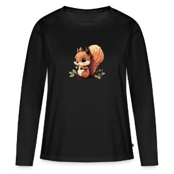 Eichhoernchen Squrirrel Comic Cute Kawaii 5 - Frauen Premium Bio Langarmshirt - Schwarz - Vorne - Julia (174cm)