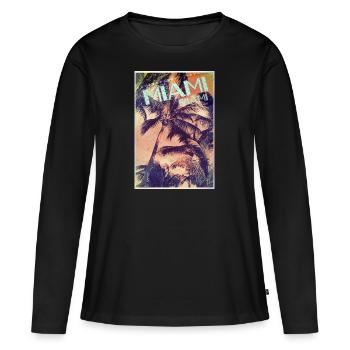 miami - Frauen Premium Bio Langarmshirt - Schwarz - Vorne - Julia (174cm)