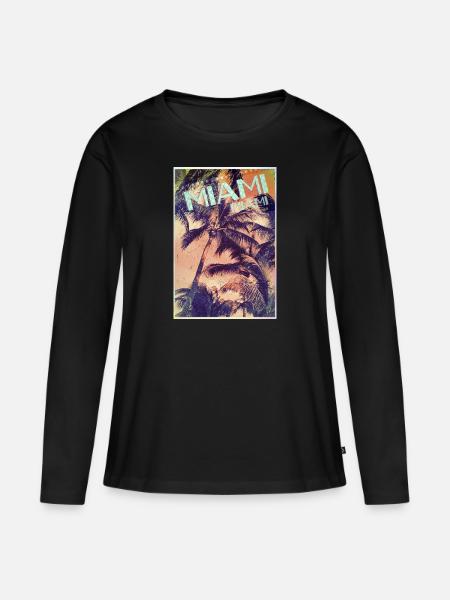 miami - Frauen Premium Bio Langarmshirt - Schwarz