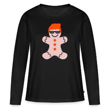Gingembre, roux, noël, drôle - T-shirt manches longues Premium bio Femme - noir - Devant - Julia (174cm)